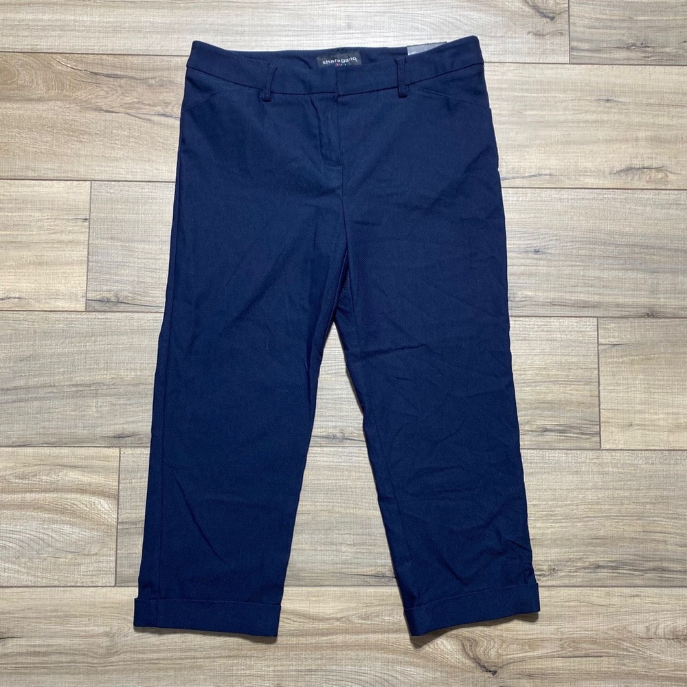Sharagano Women's Slim Leg Crop Pant Size 10 Navy Blue